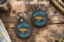 Load image into Gallery viewer, Master Baiter snap tab and eyelet fob set (single and multi files included) machine embroidery design DIGITAL DOWNLOAD