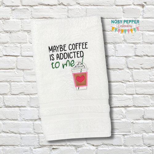 Maybe Coffee applique machine embroidery design (4 sizes included) DIGITAL DOWNLOAD