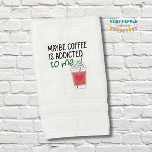 Maybe Coffee applique machine embroidery design (4 sizes included) DIGITAL DOWNLOAD