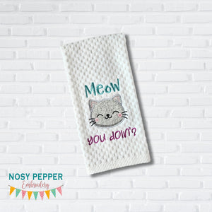 Meow You Doin applique machine embroidery design (4 sizes included) DIGITAL DOWNLOAD