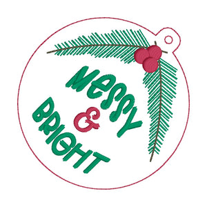 Messy & Bright ornament/bag tag/bookmark machine embroidery design DIGITAL DOWNLOAD