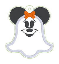 Load image into Gallery viewer, Mouse Girl Ghost applique bag tag/bookmark/ornament machine embroidery design DIGITAL DOWNLOAD