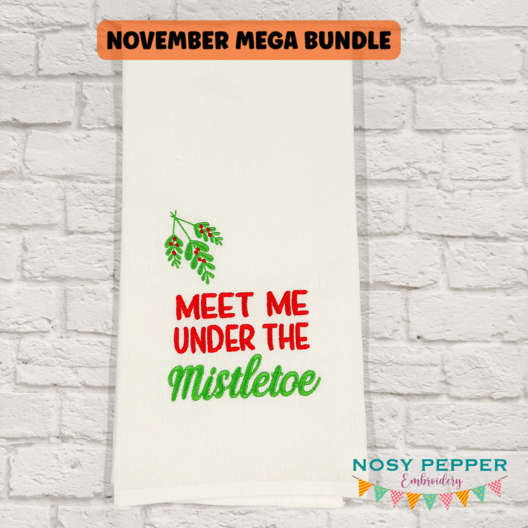 Under The Mistletoe machine embroidery design (4 sizes included) DIGITAL DOWNLOAD