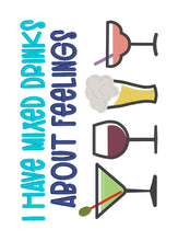 Load image into Gallery viewer, Mixed Drinks Feelings machine embroidery design (4 sizes included) DIGITAL DOWNLOAD