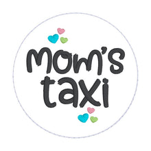Load image into Gallery viewer, Mom&#39;s Taxi double sided car tag machine embroidery design DIGITAL DOWNLOAD