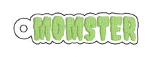 Load image into Gallery viewer, Momster snap tab and eyelet fob (single and multi files included) machine embroidery file DIGITAL DOWNLOAD