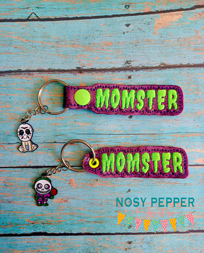 Momster snap tab and eyelet fob (single and multi files included) machine embroidery file DIGITAL DOWNLOAD