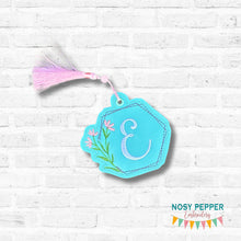 Load image into Gallery viewer, Floral Monogram Frame bag tag/bookmark/ornament machine embroidery design DIGITAL DOWNLOAD