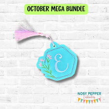 Load image into Gallery viewer, Floral Monogram Frame bag tag/bookmark/ornament machine embroidery design DIGITAL DOWNLOAD