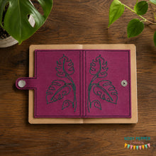 Load image into Gallery viewer, Monstera Line Art top load notebook cover machine embroidery design DIGITAL DOWNLOAD