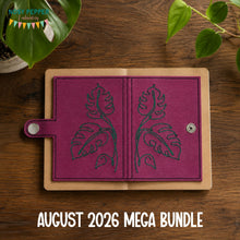 Load image into Gallery viewer, Monstera Line Art top load notebook cover machine embroidery design DIGITAL DOWNLOAD