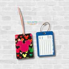 Load image into Gallery viewer, Mouse luggage tag set machine embroidery design DIGITAL DOWNLOAD