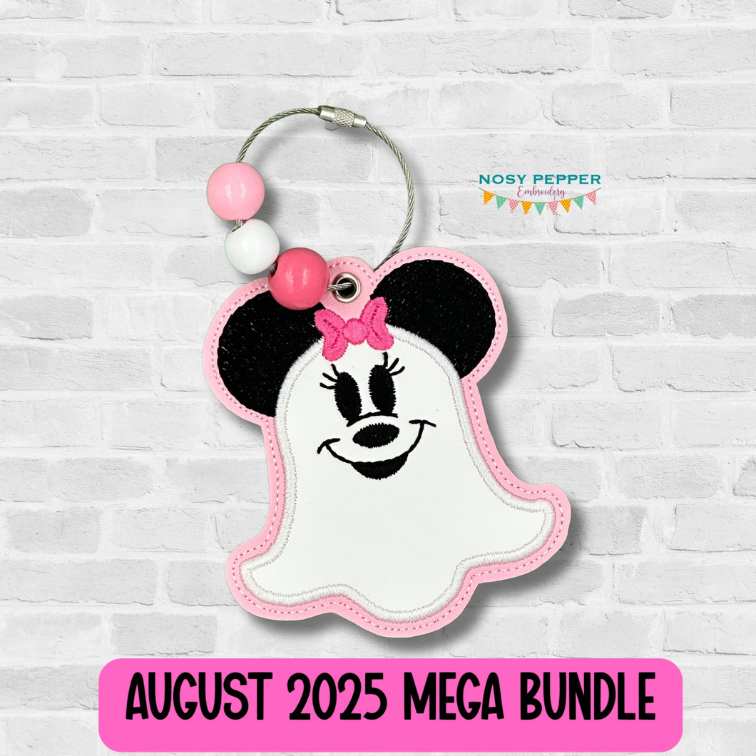 Mouse Girl Ghost applique bag tag/bookmark/ornament machine embroidery design DIGITAL DOWNLOAD