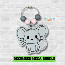 Load image into Gallery viewer, Cute Mouse bag tag/ornament/bookmark machine embroidery design DIGITAL DOWNLOAD