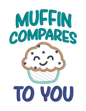 Load image into Gallery viewer, Muffin Compares applique machine embroidery design (4 sizes included) DIGITAL DOWNLOAD