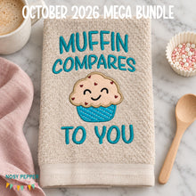 Load image into Gallery viewer, Muffin Compares applique machine embroidery design (4 sizes included) DIGITAL DOWNLOAD