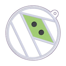 Load image into Gallery viewer, Mummy applique shaker bagtag bookmark/ornament/bag tag machine embroidery design DIGITAL DOWNLOAD
