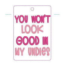 Load image into Gallery viewer, My Undies luggage tag set machine embroidery design DIGITAL DOWNLOAD