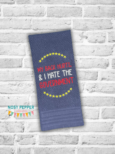 My Back Hurts machine embroidery design (5 sizes included) DIGITAL DOWNLOAD