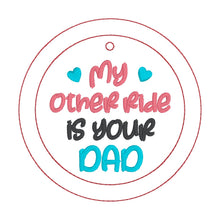 Load image into Gallery viewer, My Other Ride double-sided car tag machine embroidery design DIGITAL DOWNLOAD