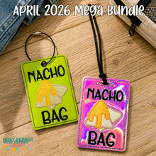 Load image into Gallery viewer, Nacho Bag luggage tag set machine embroidery design DIGITAL DOWNLOAD
