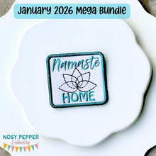 Load image into Gallery viewer, Namaste patch (2 sizes included) machine embroidery design DIGITAL DOWNLOAD