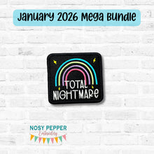 Load image into Gallery viewer, Total Nightmare patch (2 sizes included) machine embroidery design DIGITAL DOWNLOAD