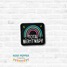 Load image into Gallery viewer, Total Nightmare patch (2 sizes included) machine embroidery design DIGITAL DOWNLOAD