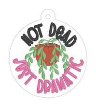 Load image into Gallery viewer, Not Dead bag tag/ornament/bookmark machine embroidery design DIGITAL DOWNLOAD