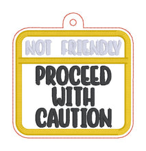 Load image into Gallery viewer, Not Friendly bag tag machine embroidery design DIGITAL DOWNLOAD