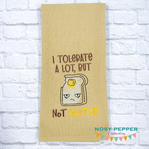 Not Gluten sketchy machine embroidery design (4 sizes included) DIGITAL DOWNLOAD
