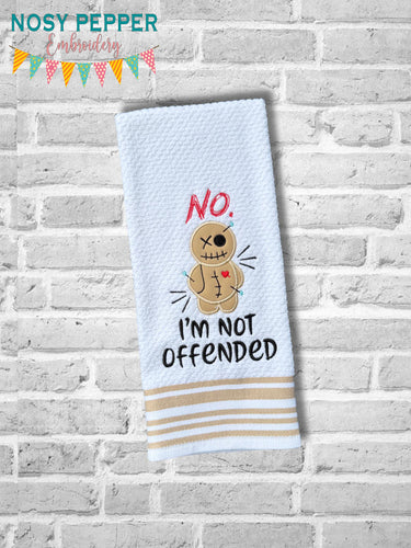 Not Offended applique machine embroidery design (4 sizes included) DIGITAL DOWNLOAD