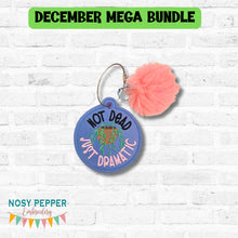Load image into Gallery viewer, Not Dead bag tag/ornament/bookmark machine embroidery design DIGITAL DOWNLOAD