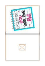 Load image into Gallery viewer, Note To Self applique Notebook Cover (2 sizes available) machine embroidery design DIGITAL DOWNLOAD