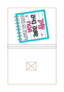 Note To Self applique Notebook Cover (2 sizes available) machine embroidery design DIGITAL DOWNLOAD