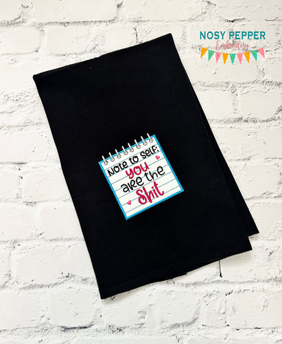 Note To Self applique machine embroidery design (4 sizes included) DIGITAL DOWNLOAD