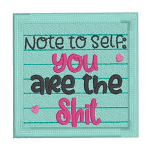 Load image into Gallery viewer, Note To Self patch (2 sizes included) machine embroidery design DIGITAL DOWNLOAD