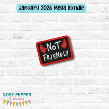 Load image into Gallery viewer, Not Friendly patch (2 sizes included) machine embroidery design —JAN 26 MB—DIGITAL DOWNLOAD