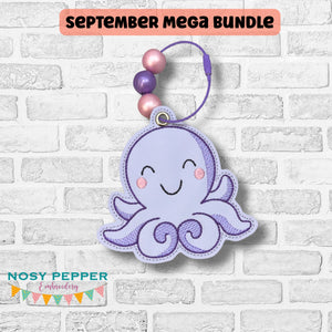 Octopus Bag tag machine embroidery design DIGITAL DOWNLOAD