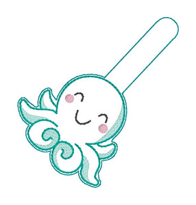 Octopus snap tab and eyelet fob set (single and multi files included) machine embroidery design DIGITAL DOWNLOAD