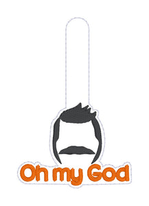 Oh My God snap tab and eyelet fob (single and multi files included) machine embroidery file DIGITAL DOWNLOAD
