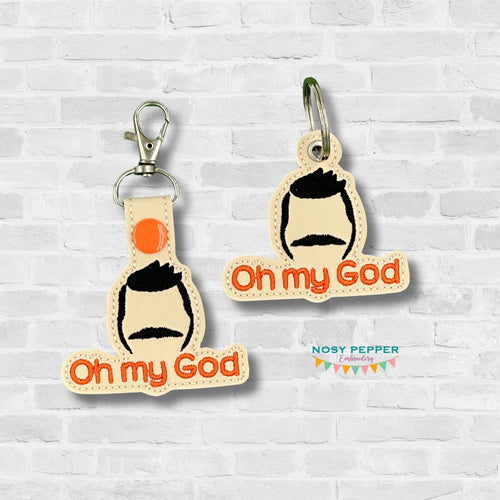 Oh My God snap tab and eyelet fob (single and multi files included) machine embroidery file DIGITAL DOWNLOAD