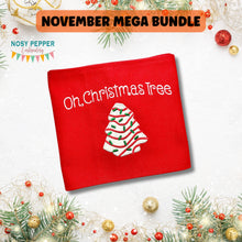 Load image into Gallery viewer, Oh Christmas Tree applique ITH sign machine embroidery design (4 sizes included) DIGITAL DOWNLOAD