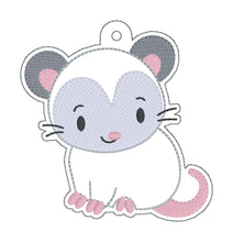 Load image into Gallery viewer, Opossum bag tag machine embroidery design DIGITAL DOWNLOAD
