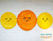 Load image into Gallery viewer, Orange Slice Mug rug envelope style machine embroidery design (6 sizes included) DIGITAL DOWNLOAD