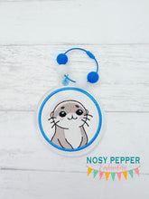 Load image into Gallery viewer, Otter bagtag Sept 24 Patreon Bundle bookmark/ornament/bag tag machine embroidery design DIGITAL DOWNLOAD