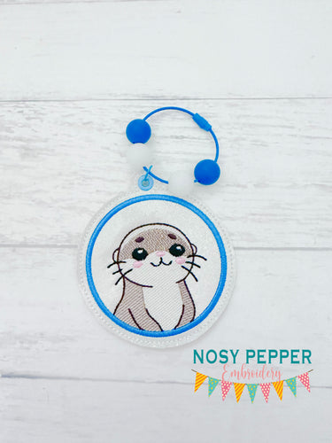 Otter bagtag Sept 24 Patreon Bundle bookmark/ornament/bag tag machine embroidery design DIGITAL DOWNLOAD