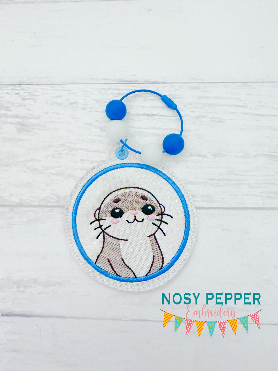 Otter bagtag Sept 24 Patreon Bundle bookmark/ornament/bag tag machine embroidery design DIGITAL DOWNLOAD