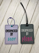 Load image into Gallery viewer, Overpacked luggage tag set machine embroidery design DIGITAL DOWNLOAD