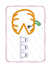 Load image into Gallery viewer, Pac Pumpkin appliqué mug rug machine embroidery design (4 sizes, envelope and turned styles included) DIGITAL DOWNLOAD
